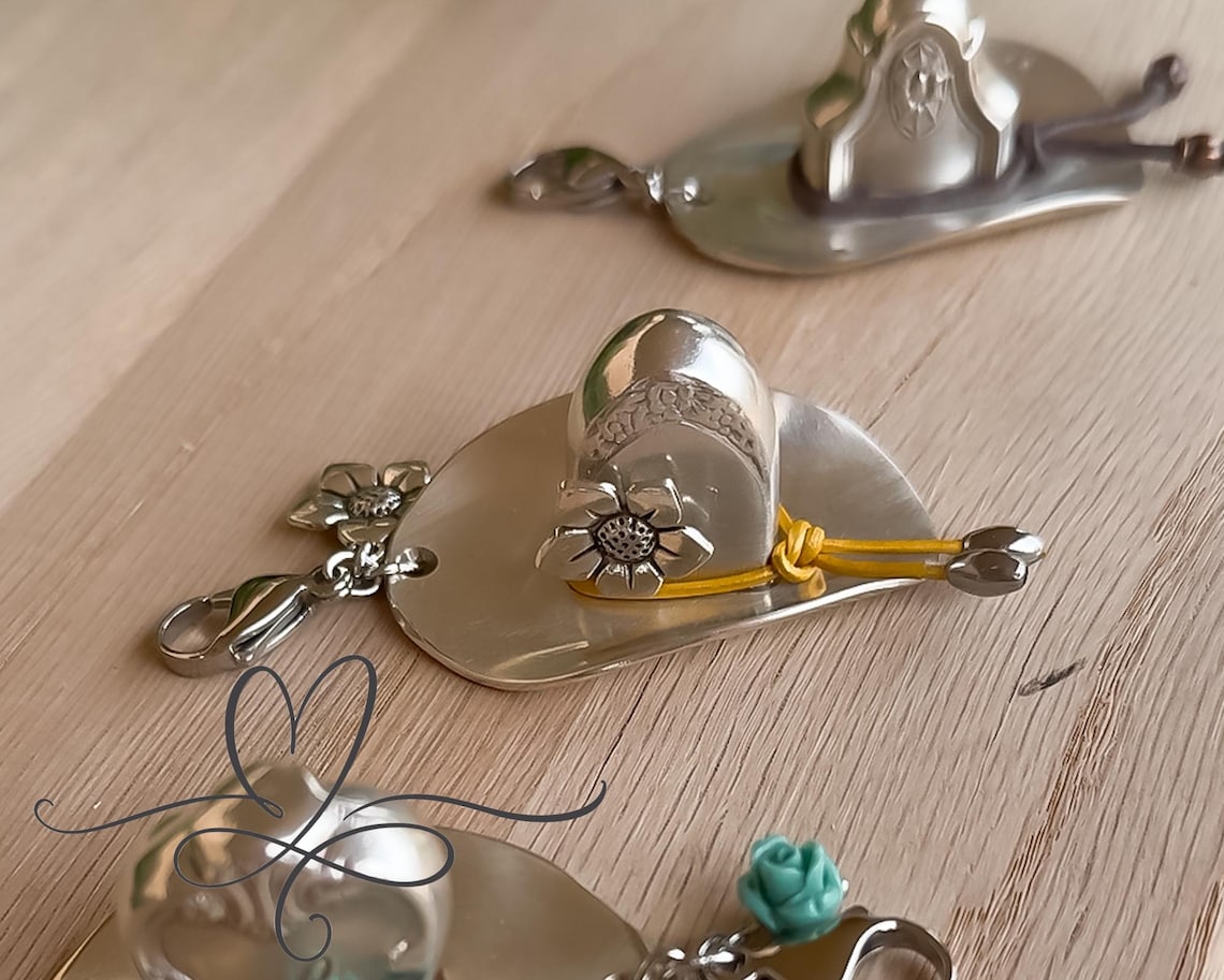 ✨Handmade Cowboy Hat Pendant · Crafted from Authentic Vintage Silverware