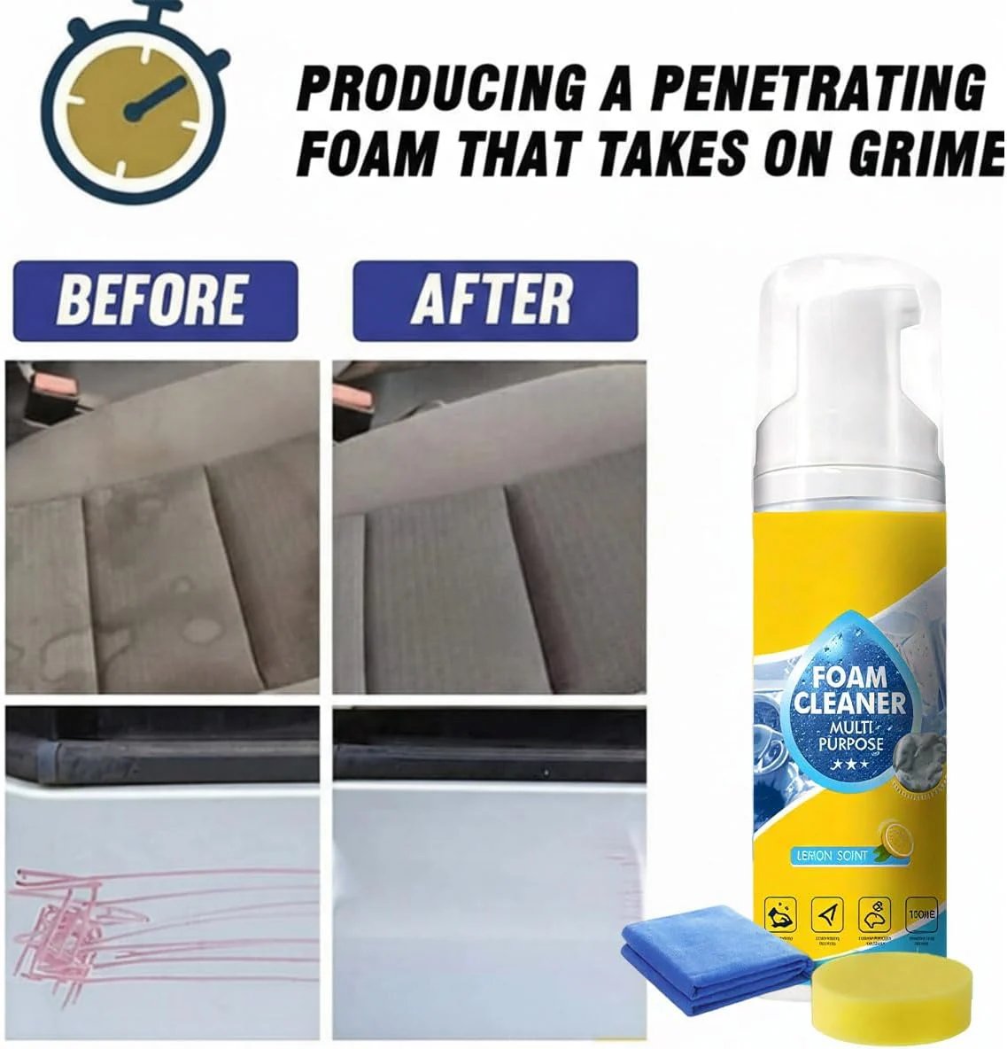 🏆LAST DAY SALE 50% OFF🔥Multi-Function Foam Cleaner – Deep Clean Car, Kitchen, Bathroom & Sofa