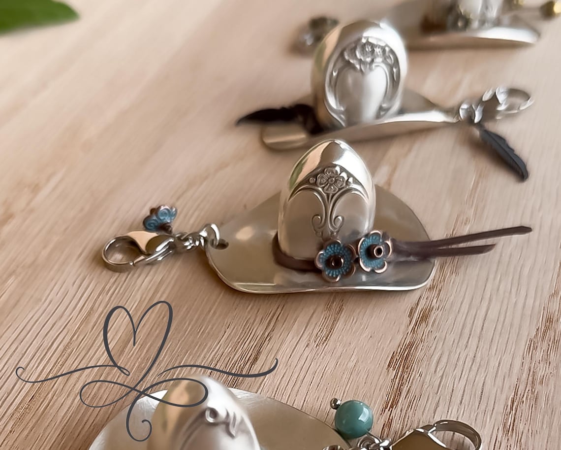 ✨Handmade Cowboy Hat Pendant · Crafted from Authentic Vintage Silverware