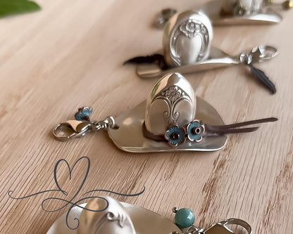 ✨Handmade Cowboy Hat Pendant · Crafted from Authentic Vintage Silverware