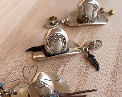 ✨Handmade Cowboy Hat Pendant · Crafted from Authentic Vintage Silverware