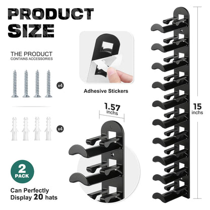 🧢Wall-mounted hat rack – each rack can hold 10 hats🧢