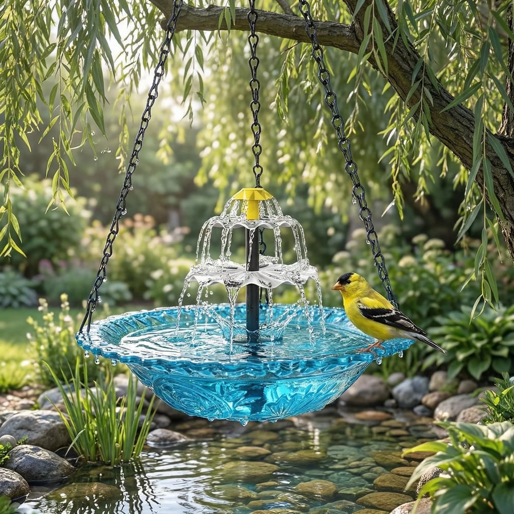✨2026 Spring special offer 50% off-🐦Solar Cascade Hanging Bird Bath Fountain
